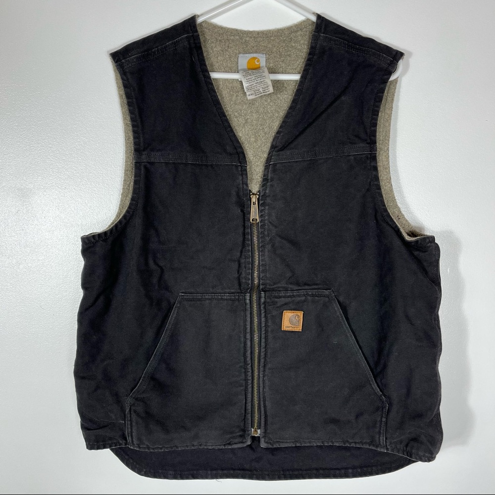 Carhartt Mens Black Fleece Lined Vest Size Large